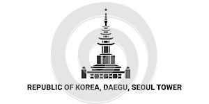 Republic Of Korea, Daegu, Seoul Tower travel landmark vector illustration