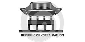 Republic Of Korea, Daejon, travel landmark vector illustration