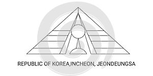 Republic Of Korea,Incheon, Jeondeungsa, travel landmark vector illustration