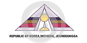 Republic Of Korea,Incheon, Jeondeungsa, travel landmark vector illustration