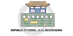 Republic Of Korea, Jeju, Deoksugung, travel landmark vector illustration
