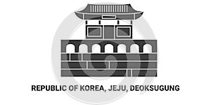 Republic Of Korea, Jeju, Deoksugung, travel landmark vector illustration