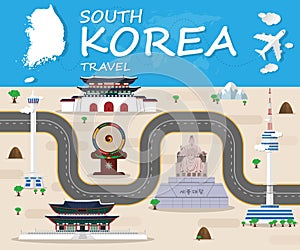 Republic Of Korea Landmark Global Travel And Journey Infographic Vector Design.vector illustration.