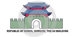 Republic Of Korea, Suweon, The Building, travel landmark vector illustration