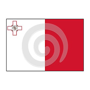 Republic of Malta flag in proportional rectangle with accurate colors, European concepts.