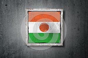 Republic of Niger flag in concrete wall