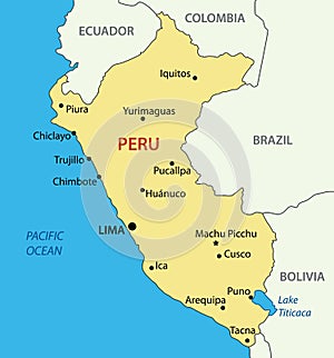 Republic of Peru - vector map of country photo