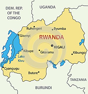 Republic of Rwanda - vector map photo