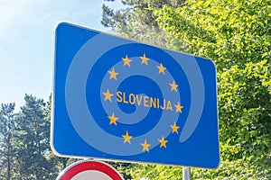 Republic of Slovenia Republika Slovenija border sign