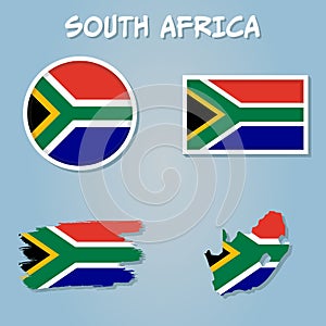 Republic of South Africa detailed map with flag of country