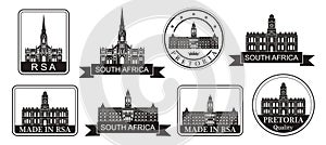 Republic of South Africa set. Isolated Republic of South Africa on white background