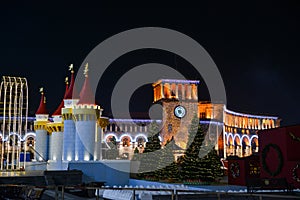 Republic Square of Yerevan and Christmas tree. Armenia.