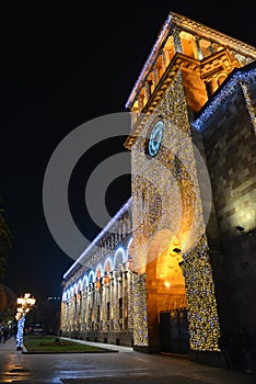 Republic Square of Yerevan and Christmas tree. Armenia.