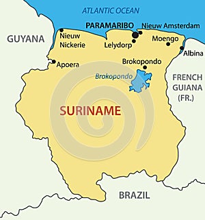 Republic of Suriname - vector map