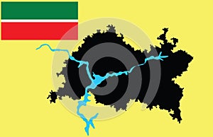 Republic of Tatarstan map silhouette, Tatarstan flaf .