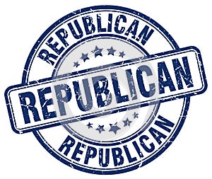 republican blue grunge round vintage stamp