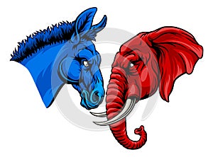 Republican Democrat Elephant Donkey Party Politics photo