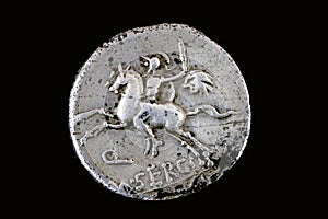 Republican denarius of M.Sergius Silus 116 BC.