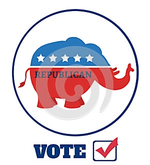 Republican Elephant Cartoon Character Circle Label With Text