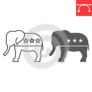 Republican elephant line and glyph icon