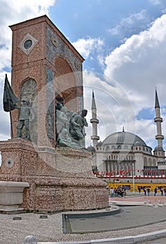 The Republican Monument in historic Taksim Square in Istanbul Turkeye photo