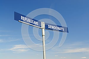 Republicans vs Democrats signpost photo