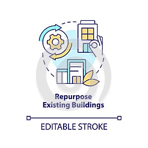 Repurpose existing buildings concept icon