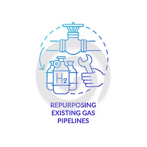 Repurpose existing gas pipelines blue gradient concept icon