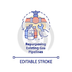 Repurpose existing gas pipelines concept icon