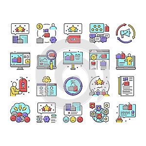 Reputation Management Collection Icons Set Vector .