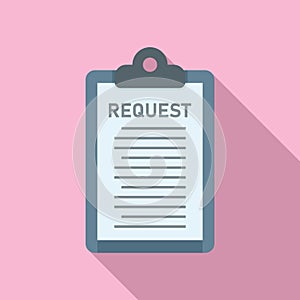 Request clipboard icon flat vector. Online form