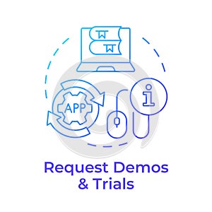 Request demos and trials blue gradient concept icon photo