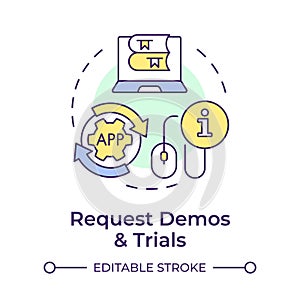 Request demos and trials multi color concept icon photo