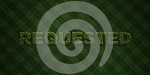 REQUESTED - fresh Grass letters with flowers and dandelions - 3D rendered royalty free stock image