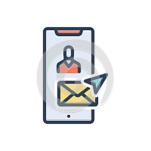 Color illustration icon for Requested, mobile and phone photo