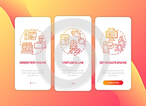 Requesting lab test onboarding mobile app page screen with concepts
