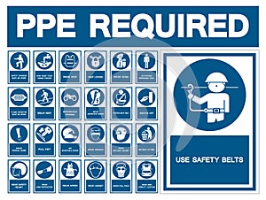 Required Personal Protective Equipment (PPE) Symbol,Safety Icon