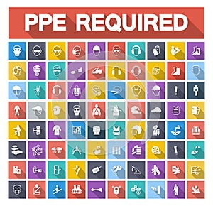 Required Personal Protective Equipment PPE Symbol,Safety Icon