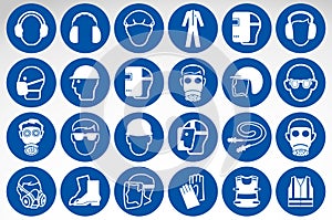 Required Personal Protective Equipment PPE Symbol,Safety Icon