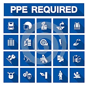 Required Personal Protective Equipment PPE Symbol,Safety Icon