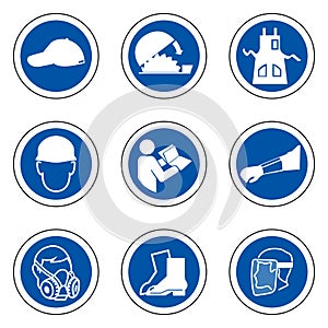 Required Personal Protective Equipment (PPE) Symbol,Safety Icon Isolate On White Background,Vector Illustration EPS.10