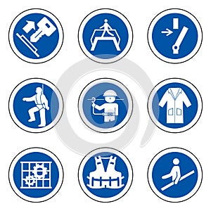 Required Personal Protective Equipment (PPE) Symbol,Safety Icon Isolate On White Background,Vector Illustration EPS.10