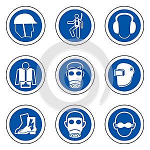 Required Personal Protective Equipment (PPE) Symbol,Safety Icon Isolate On White Background,Vector Illustration EPS.10