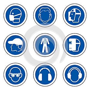 Required Personal Protective Equipment (PPE) Symbol,Safety Icon Isolate On White Background,Vector Illustration EPS.10