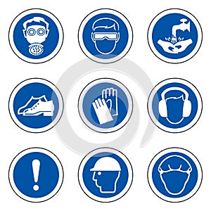 Required Personal Protective Equipment (PPE) Symbol,Safety Icon Isolate On White Background,Vector Illustration EPS.10