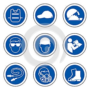 Required Personal Protective Equipment (PPE) Symbol,Safety Icon Isolate On White Background,Vector Illustration EPS.10