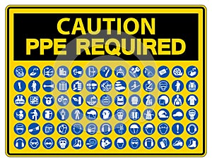Required Personal Protective Equipment (PPE) Symbol,Safety Icon,Vector illustration