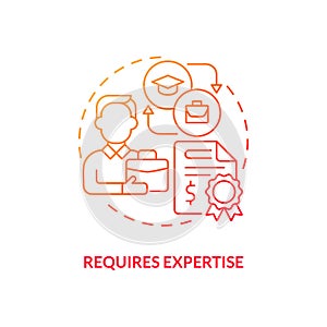 Requires expertise red gradient concept icon