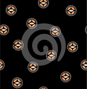 Rero geometric flower in circle shape seamless pattern vector, repeating ,Design for fashion ,fabric, web,wallpaper,wrapping and