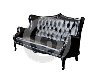 Rerto vintage black sofa isolate on a white background photo